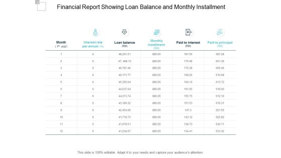 Financial Report Showing Loan Balance And Monthly Installment Ppt PowerPoint Presentation Portfolio Template Financial Report Showing Loan Balance And Monthly Installment Ppt PowerPoint Presentation Portfolio Template