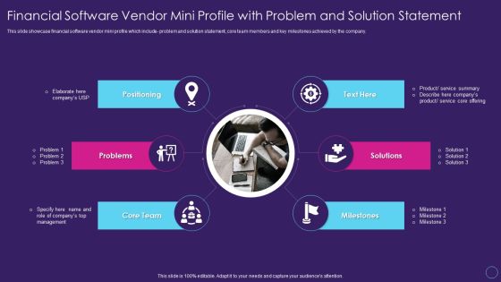 Financial Software Vendor Mini Profile Digital Transformation Toolkit Accounting Finance Summary PDF