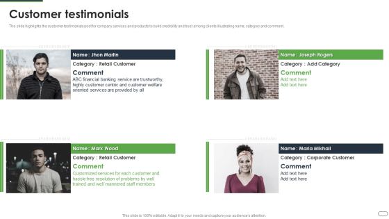 Financial Solutions Company Profile Customer Testimonials Graphics PDF Financial Solutions Company Profile Customer Testimonials Graphics PDF