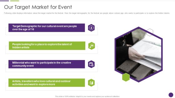 Financing Pitch Deck For Corporate Event Our Target Market For Event Infographics PDF Financing Pitch Deck For Corporate Event Our Target Market For Event Infographics PDF