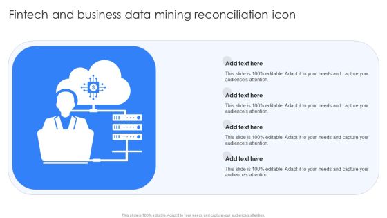 Fintech And Business Data Mining Reconciliation Icon Ppt Visual Aids Background Images PDF