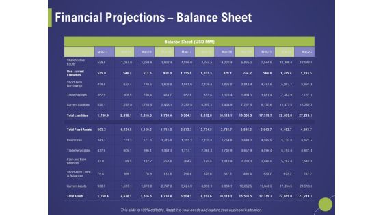 Firm Capability Assessment Financial Projections Balance Sheet Ppt Styles Format PDF