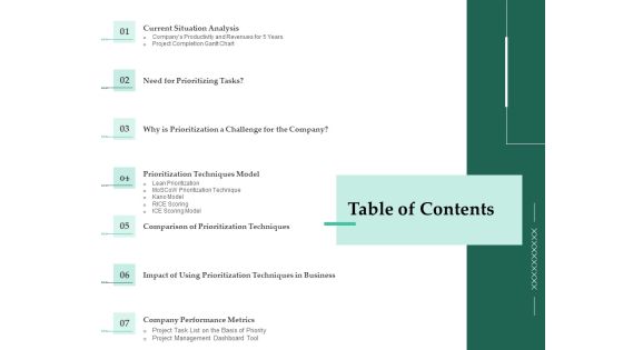 Firm Project Prioritization And Selection Table Of Contents Structure PDF Firm Project Prioritization And Selection Table Of Contents Structure PDF