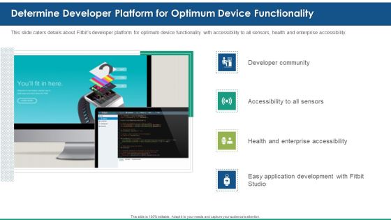 Fitbit Venture Capital Investment Elevator Determine Developer Platform For Optimum Device Functionality Infographics PDF Fitbit Venture Capital Investment Elevator Determine Developer Platform For Optimum Device Functionality Infographics PDF