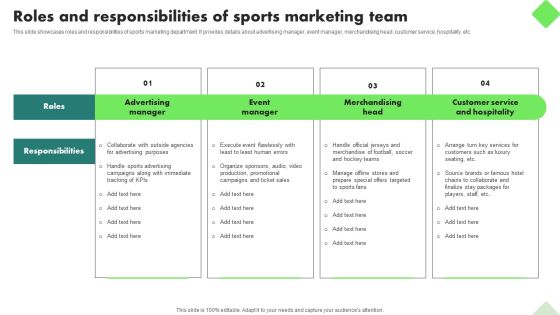Fitness Product Promotion Campaigns Roles And Responsibilities Of Sports Marketing Team Elements PDF Fitness Product Promotion Campaigns Roles And Responsibilities Of Sports Marketing Team Elements PDF