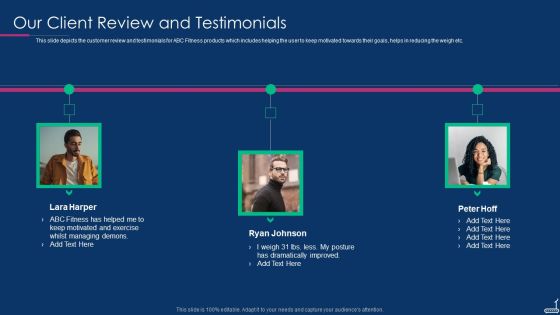 Fitness Tracker App Startup Investor Presentation Our Client Review And Testimonials Clipart PDF Fitness Tracker App Startup Investor Presentation Our Client Review And Testimonials Clipart PDF