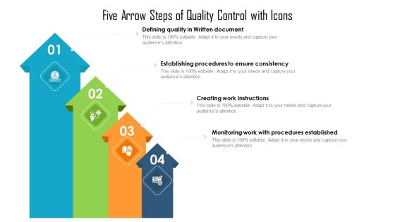 Five Arrow Steps Of Quality Control With Icons Ppt Gallery Design Templates PDF Five Arrow Steps Of Quality Control With Icons Ppt Gallery Design Templates PDF