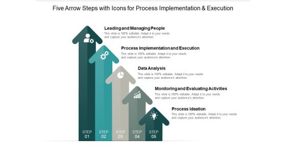 Five Arrow Steps With Icons For Process Implementation And Execution Ppt PowerPoint Presentation File Demonstration Five Arrow Steps With Icons For Process Implementation And Execution Ppt PowerPoint Presentation File Demonstration