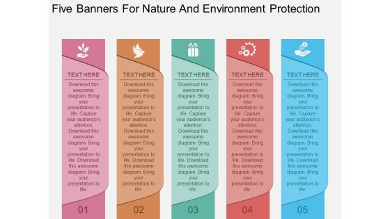 Five Banners For Nature And Environment Protection Powerpoint Template Five Banners For Nature And Environment Protection Powerpoint Template