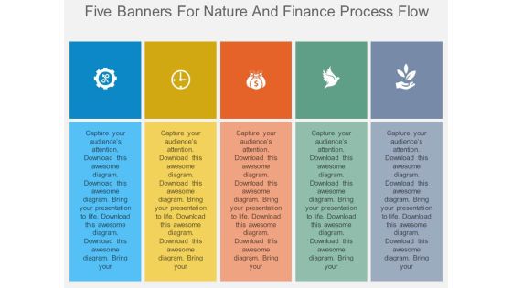 Five Banners For Nature And Finance Process Flow Powerpoint Template Five Banners For Nature And Finance Process Flow Powerpoint Template