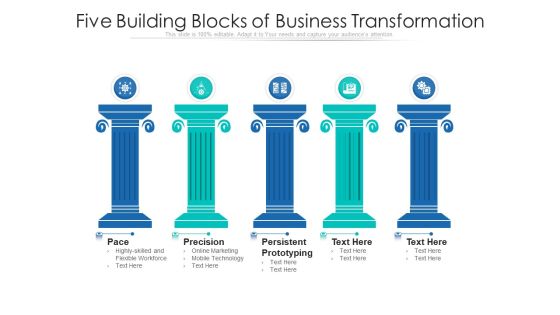 Five Building Blocks Of Business Transformation Ppt PowerPoint Presentation Gallery Graphics Design PDF