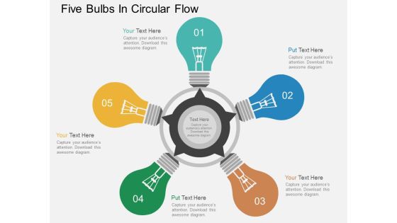 Five Bulbs In Circular Flow Powerpoint Templates Five Bulbs In Circular Flow Powerpoint Templates