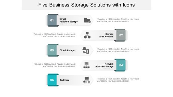 Five Business Storage Solutions With Icons Ppt Powerpoint Presentation Summary Examples Five Business Storage Solutions With Icons Ppt Powerpoint Presentation Summary Examples