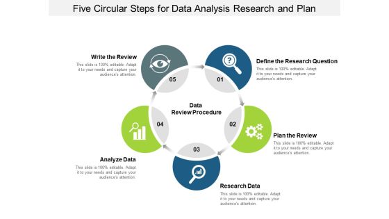 Five Circular Steps For Data Analysis Research And Plan Ppt PowerPoint Presentation Outline Show