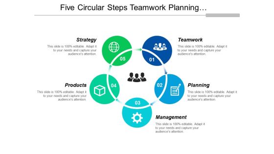 Five Circular Steps Teamwork Planning And Management Ppt PowerPoint Presentation Infographics Layout Ideas