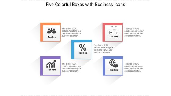 Five Colorful Boxes With Business Icons Ppt PowerPoint Presentation File Show PDF Five Colorful Boxes With Business Icons Ppt PowerPoint Presentation File Show PDF
