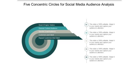 Five Concentric Circles For Social Media Audience Analysis Ppt PowerPoint Presentation Infographics File Formats