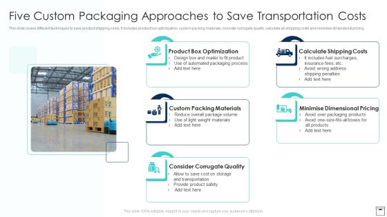 Five Custom Packaging Approaches To Save Transportation Costs Structure PDF