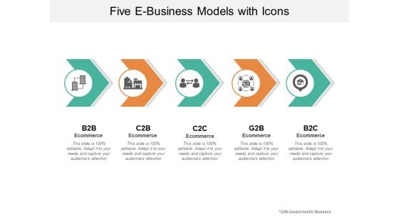 Five E Business Models With Icons Ppt Powerpoint Presentation Infographics Icons