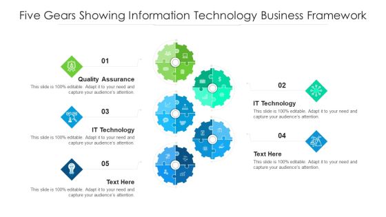 Five Gears Showing Information Technology Business Framework Ppt PowerPoint Presentation File Graphics PDF