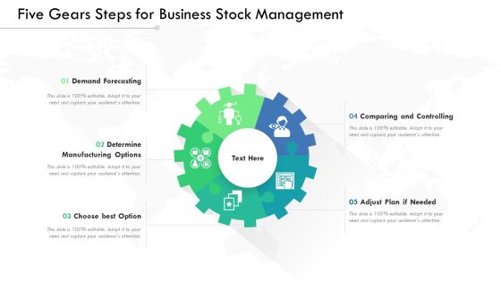 Five Gears Steps For Business Stock Management Ppt PowerPoint Presentation Gallery Graphics PDF Five Gears Steps For Business Stock Management Ppt PowerPoint Presentation Gallery Graphics PDF