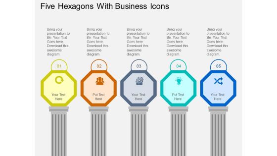Five Hexagons With Business Icons Powerpoint Templates Five Hexagons With Business Icons Powerpoint Templates