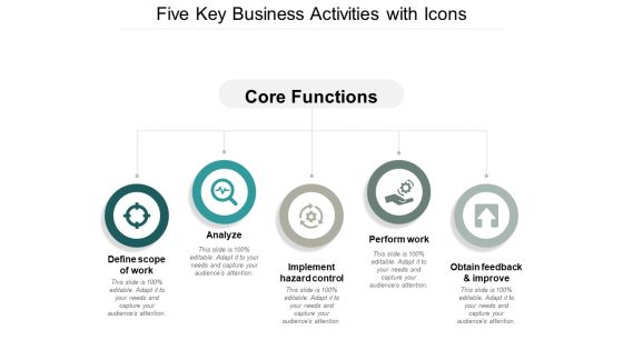 Five Key Business Activities With Icons Ppt Powerpoint Presentation Slides Graphics Pictures Five Key Business Activities With Icons Ppt Powerpoint Presentation Slides Graphics Pictures