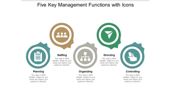 Five Key Management Functions With Icons Ppt Powerpoint Presentation Inspiration Professional Five Key Management Functions With Icons Ppt Powerpoint Presentation Inspiration Professional