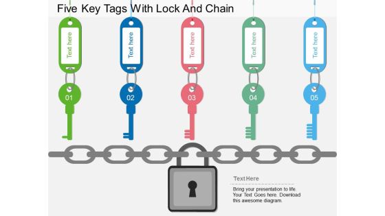 Five Key Tags With Lock And Chain Powerpoint Template