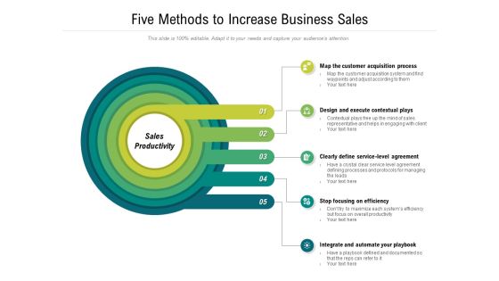 Five Methods To Increase Business Sales Ppt PowerPoint Presentation Professional Show PDF Five Methods To Increase Business Sales Ppt PowerPoint Presentation Professional Show PDF
