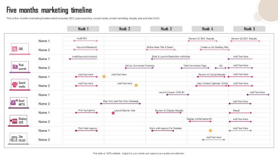Five Months Marketing Timeline Ppt Inspiration Portrait PDF Five Months Marketing Timeline Ppt Inspiration Portrait PDF