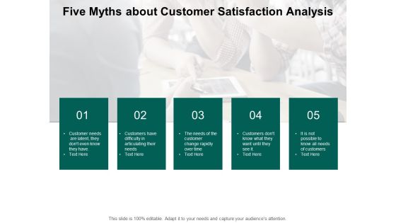 Five Myths About Customer Satisfaction Analysis Ppt PowerPoint Presentation Layouts Graphics Example Five Myths About Customer Satisfaction Analysis Ppt PowerPoint Presentation Layouts Graphics Example