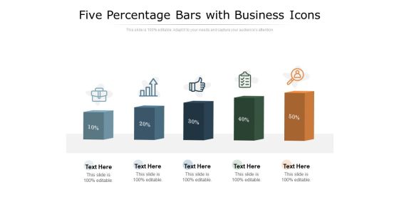 Five Percentage Bars With Business Icons Ppt PowerPoint Presentation Styles Objects