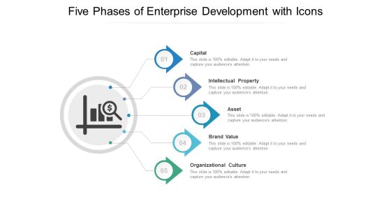 Five Phases Of Enterprise Development With Icons Ppt PowerPoint Presentation Slides Gridlines