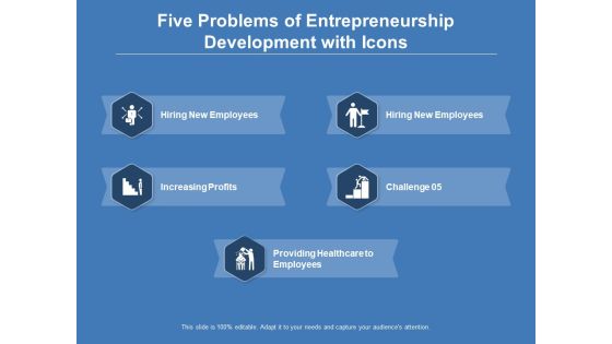 Five Problems Of Entrepreneurship Development With Icons Ppt PowerPoint Presentation Outline Infographic Template
