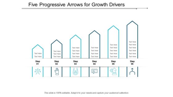 Five Progressive Arrows For Growth Drivers Ppt Powerpoint Presentation Slides Structure