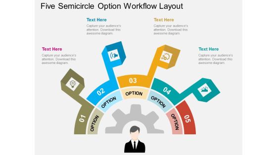Five Semicircle Option Workflow Layout Powerpoint Template Five Semicircle Option Workflow Layout Powerpoint Template
