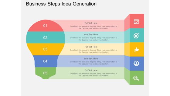 Five Staged Business Steps Idea Generation Powerpoint Template Five Staged Business Steps Idea Generation Powerpoint Template