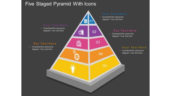 Five Staged Pyramid With Icons Powerpoint Template Five Staged Pyramid With Icons Powerpoint Template