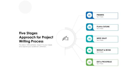Five Stages Approach For Project Writing Process Ppt PowerPoint Presentation Show Ideas PDF