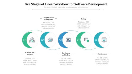 Five Stages Of Linear Workflow For Software Development Ppt PowerPoint Presentation Infographic Template Visual Aids PDF Five Stages Of Linear Workflow For Software Development Ppt PowerPoint Presentation Infographic Template Visual Aids PDF
