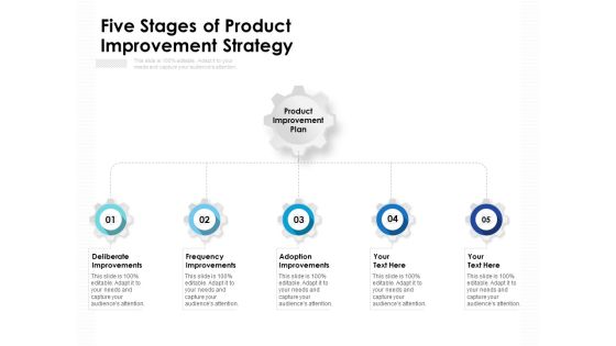 Five Stages Of Product Improvement Strategy Ppt PowerPoint Presentation Infographic Template Examples PDF