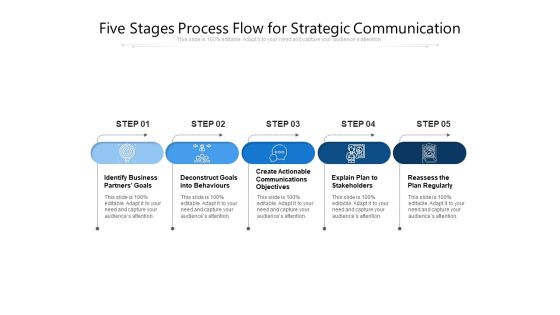 Five Stages Process Flow For Strategic Communication Ppt PowerPoint Presentation Gallery Example PDF Five Stages Process Flow For Strategic Communication Ppt PowerPoint Presentation Gallery Example PDF