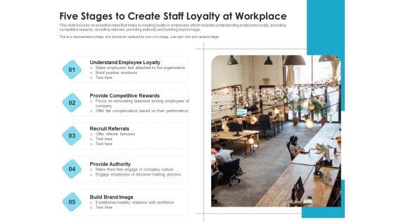 Five Stages To Create Staff Loyalty At Workplace Ppt PowerPoint Presentation Slides Graphics Design PDF Five Stages To Create Staff Loyalty At Workplace Ppt PowerPoint Presentation Slides Graphics Design PDF
