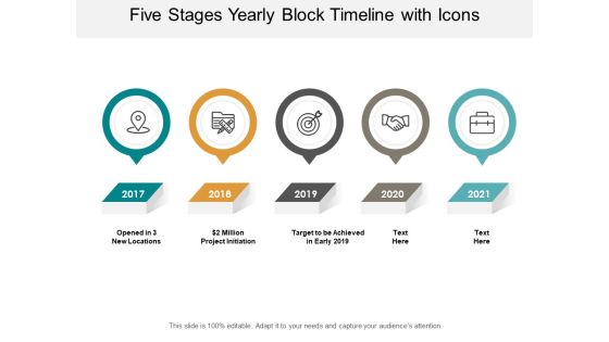 Five Stages Yearly Block Timeline With Icons Ppt Powerpoint Presentation Show Five Stages Yearly Block Timeline With Icons Ppt Powerpoint Presentation Show