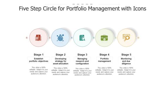 Five Step Circle For Portfolio Management With Icons Ppt PowerPoint Presentation Gallery Background Designs PDF Five Step Circle For Portfolio Management With Icons Ppt PowerPoint Presentation Gallery Background Designs PDF