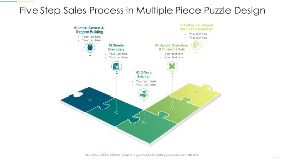 Five Step Sales Process In Multiple Piece Puzzle Design Brochure PDF Five Step Sales Process In Multiple Piece Puzzle Design Brochure PDF