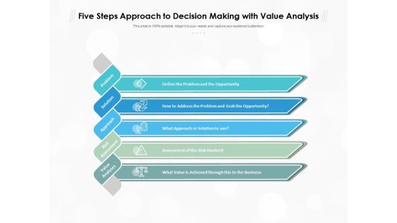 Five Steps Approach To Decision Making With Value Analysis Ppt PowerPoint Presentation Outline Inspiration