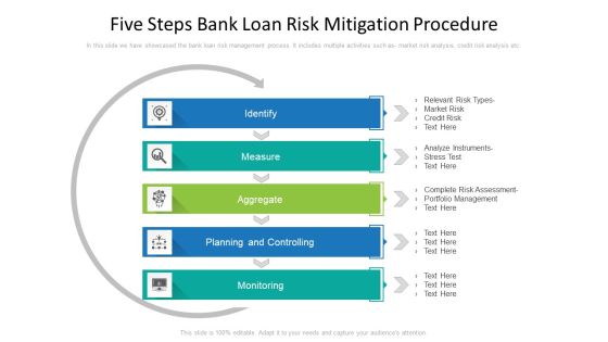 Five Steps Bank Loan Risk Mitigation Procedure Ppt PowerPoint Presentation Show Background PDF Five Steps Bank Loan Risk Mitigation Procedure Ppt PowerPoint Presentation Show Background PDF