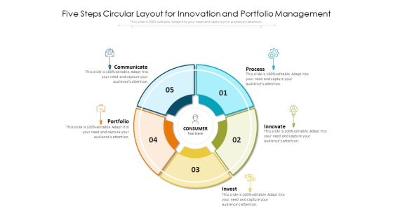 Five Steps Circular Layout For Innovation And Portfolio Management Ppt PowerPoint Presentation File Model PDF Five Steps Circular Layout For Innovation And Portfolio Management Ppt PowerPoint Presentation File Model PDF